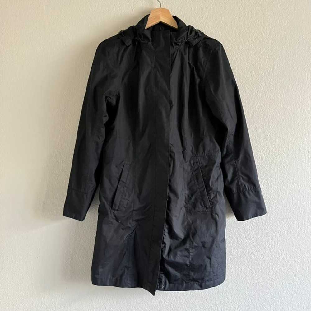 Eddie Bauer Raincoat Outdoor Shell Black Hooded Womens Size Petite XS